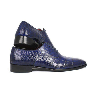 Paul Parkman Handmade Shoes Blue Genuine Crocodile Oxfords (PM5462)-AmbrogioShoes