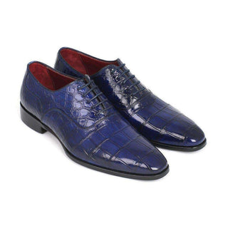 Paul Parkman Handmade Shoes Blue Genuine Crocodile Oxfords (PM5462)-AmbrogioShoes