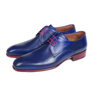 Paul Parkman Handmade Shoes Blue Hand Painted Derby Oxfords (PM5605)-AmbrogioShoes