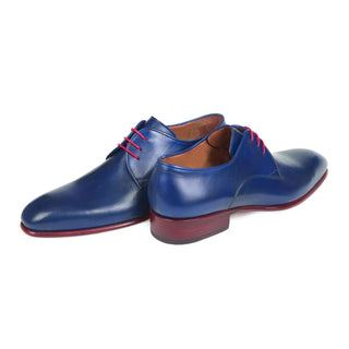 Paul Parkman Handmade Shoes Blue Hand Painted Derby Oxfords (PM5605)-AmbrogioShoes