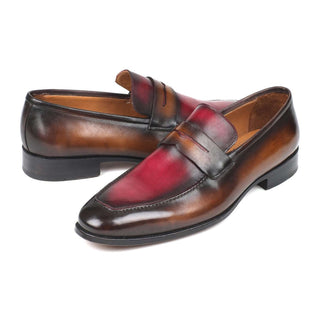 Paul Parkman Handmade Shoes Brown & Bordeaux Dual Tone Loafers (PM5860)-AmbrogioShoes