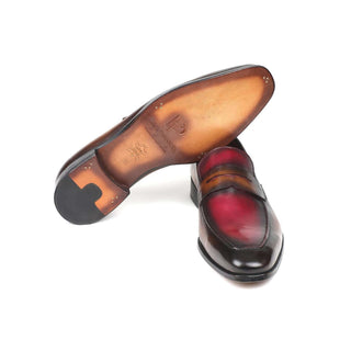 Paul Parkman Handmade Shoes Brown & Bordeaux Dual Tone Loafers (PM5860)-AmbrogioShoes