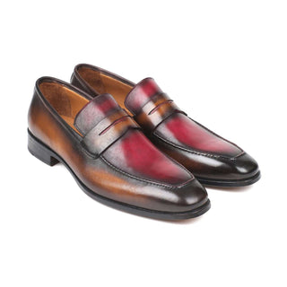 Paul Parkman Handmade Designer Shoes Brown & Bordeaux Dual Tone Loafers (PM5860)-AmbrogioShoes