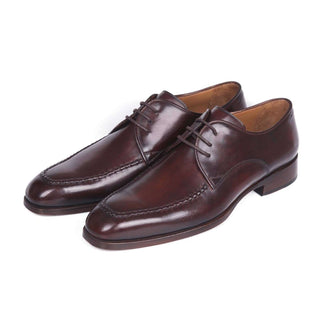 Paul Parkman Handmade Designer Shoes Brown & Bordeaux Leather Apron Derby Oxfords (PM5619)-AmbrogioShoes