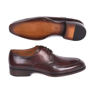 Paul Parkman Handmade Designer Shoes Brown & Bordeaux Leather Apron Derby Oxfords (PM5619)-AmbrogioShoes