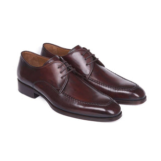 Paul Parkman Handmade Shoes Brown & Bordeaux Leather Apron Derby Oxfords (PM5619)-AmbrogioShoes