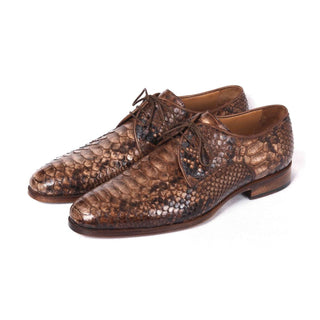 Paul Parkman Handmade Designer Shoes Brown Handmade Exotic Derby (PM5620)-AmbrogioShoes
