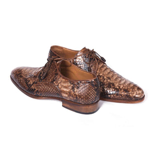 Paul Parkman Handmade Designer Shoes Brown Handmade Exotic Derby (PM5620)-AmbrogioShoes