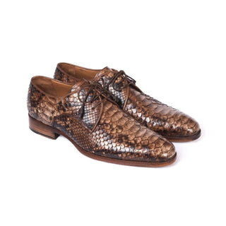 Paul Parkman Handmade Designer Shoes Brown Handmade Exotic Derby (PM5620)-AmbrogioShoes
