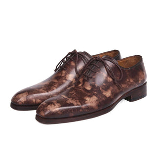 Paul Parkman Handmade Designer Shoes Camouflage Hand-Painted Wholecut Brown Oxfords (PM5606)-AmbrogioShoes