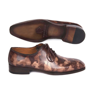 Paul Parkman Handmade Designer Shoes Camouflage Hand-Painted Wholecut Brown Oxfords (PM5606)-AmbrogioShoes