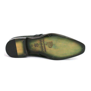 Paul Parkman Handmade Shoes Exotic Skin hand Painted Green Loafers (PM5467)-AmbrogioShoes