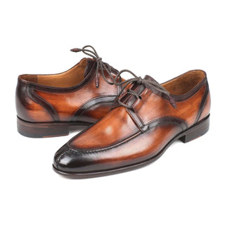 Paul Parkman Handmade Designer Shoes Ghillie Lacing Brown Burnished Dress Oxfords (PM5852)-AmbrogioShoes