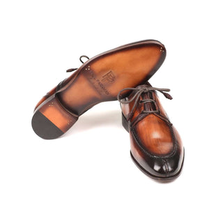 Paul Parkman Handmade Designer Shoes Ghillie Lacing Brown Burnished Dress Oxfords (PM5852)-AmbrogioShoes