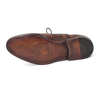 Paul Parkman Handmade Shoes Goodyear Welted Camel Exotic Brown Calfskin Wingtip Oxfords (PM5407)-AmbrogioShoes
