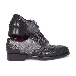 Paul Parkman Handmade Shoes Goodyear Welted Exotic Oxfords Black and Gray (PM5406)-AmbrogioShoes