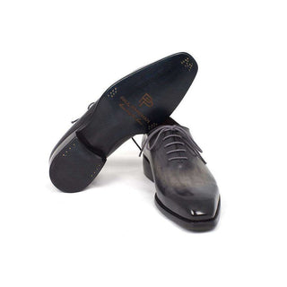 Paul Parkman Handmade Designer Shoes Goodyear Welted Wholecut Oxfords Gray Black Hand-Painted (PM5300)-AmbrogioShoes