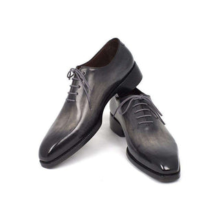 Paul Parkman Handmade Shoes Goodyear Welted Wholecut Oxfords Gray Black Hand-Painted (PM5300)-AmbrogioShoes