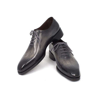 Paul Parkman Handmade Designer Shoes Goodyear Welted Wholecut Oxfords Gray Black Hand-Painted (PM5300)-AmbrogioShoes