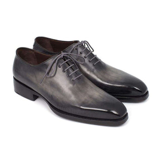 Paul Parkman Handmade Designer Shoes Goodyear Welted Wholecut Oxfords Gray Black Hand-Painted (PM5300)-AmbrogioShoes