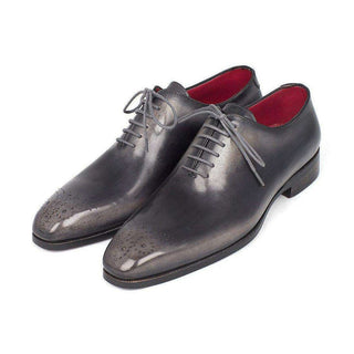 Paul Parkman Handmade Designer Shoes Goodyear Welted Wholecut Oxfords Gray Black Hand-Painted (PM5411)-AmbrogioShoes