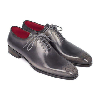 Paul Parkman Handmade Designer Shoes Goodyear Welted Wholecut Oxfords Gray Black Hand-Painted (PM5411)-AmbrogioShoes