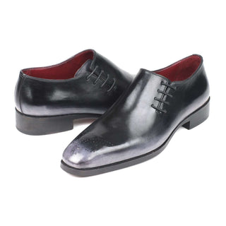 Paul Parkman Handmade Designer Shoes Gray Burnished Side Lace Oxfords (PM5858)-AmbrogioShoes