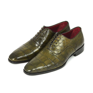 Paul Parkman Handmade Shoes Green Genuine Crocodile Oxfords (PM5656)-AmbrogioShoes