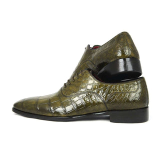 Paul Parkman Handmade Shoes Green Genuine Crocodile Oxfords (PM5656)-AmbrogioShoes