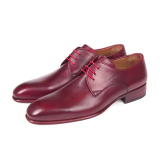 Paul Parkman Handmade Designer Shoes Hand Painted Burgundy Derby Oxfords (PM5616)-AmbrogioShoes