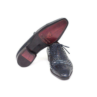 Paul Parkman Handmade Shoes Handmade Shoes / Navy Exotic Captoe Oxfords (PM5412)-AmbrogioShoes