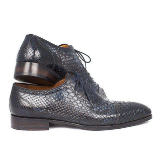 Paul Parkman Handmade Shoes Handmade Shoes / Navy Exotic Captoe Oxfords (PM5412)-AmbrogioShoes