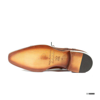 Paul Parkman Handmade Shoes Handmade Mens Shoes Captoe Hand-Painted Bordeaux / Camel Oxfords (PM1003)-AmbrogioShoes