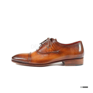 Paul Parkman Handmade Shoes Handmade Mens Shoes Captoe Hand-Painted Brown Oxfords (PM1006)-AmbrogioShoes