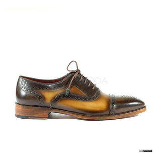 Paul Parkman Handmade Shoes Handmade Mens Shoes Captoe Hand-Painted Green / Olive Oxfords (PM1031)-AmbrogioShoes
