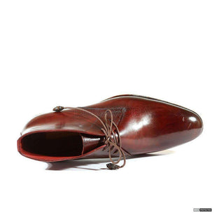 Paul Parkman Handmade Shoes Handmade Mens Shoes Chukka Hand-Painted Brown / Bordeaux Boots (PM1009)-AmbrogioShoes