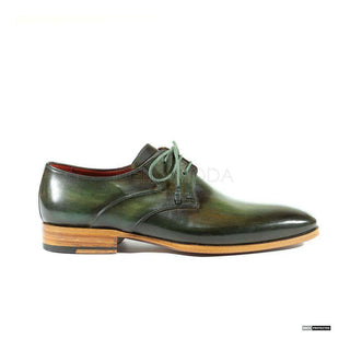 Paul Parkman Handmade Designer Shoes Handmade Men's Designer Shoes Derby Hand-Painted Green Oxfords (PM1028)-AmbrogioShoes