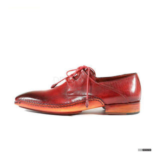 Paul Parkman Handmade Shoes Handmade Mens Shoes Ghillie Lacing Dress Hand-Painted Burgundy Oxfords (PM1011)-AmbrogioShoes