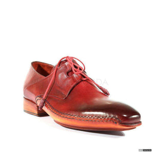 Paul Parkman Handmade Shoes Handmade Mens Shoes Ghillie Lacing Dress Hand-Painted Burgundy Oxfords (PM1011)-AmbrogioShoes