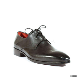 Paul Parkman Handmade Shoes Handmade Mens Shoes Ghillie Lacing Plain Toe Hand-Painted Black Oxfords (PM1008)-AmbrogioShoes