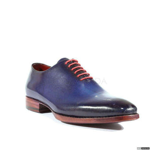 Paul Parkman Handmade Shoes Handmade Mens Shoes Goodyear Welted Hand-Painted Navy Oxfords (PM1000)-AmbrogioShoes