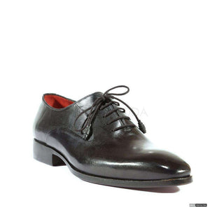 Paul Parkman Handmade Shoes Handmade Mens Shoes Laced Hand-Painted Black Oxfords (PM1013)-AmbrogioShoes