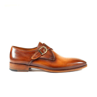 Paul Parkman Handmade Shoes Handmade Mens Shoes Monkstrap Dress Hand-Painted Brown / Camel Loafers (PM1021)-AmbrogioShoes