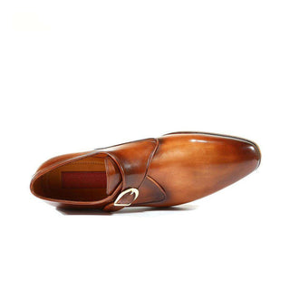 Paul Parkman Handmade Shoes Handmade Mens Shoes Monkstrap Dress Hand-Painted Brown / Camel Loafers (PM1021)-AmbrogioShoes