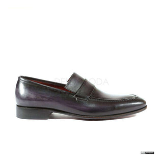 Paul Parkman Handmade Shoes Handmade Mens Shoes Strap Hand-Painted Purple / Black Loafers (PM1027)-AmbrogioShoes