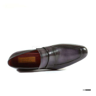 Paul Parkman Handmade Shoes Handmade Mens Shoes Strap Hand-Painted Purple / Black Loafers (PM1027)-AmbrogioShoes