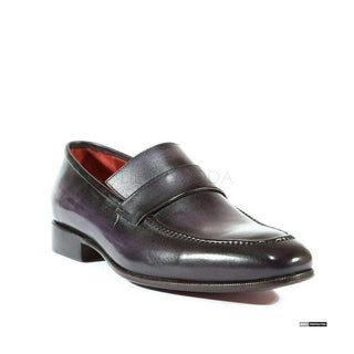 Paul Parkman Handmade Shoes Handmade Mens Shoes Strap Hand-Painted Purple / Black Loafers (PM1027)-AmbrogioShoes