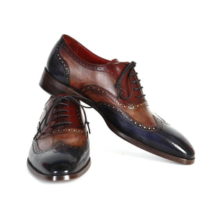 Paul Parkman Handmade Designer Shoes Handmade Men's Designer Shoes Three-Tone Wingtip Hand-Painted Oxfords (PM1030)-AmbrogioShoes