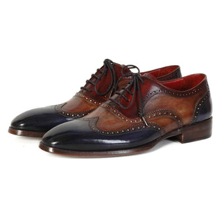 Paul Parkman Handmade Designer Shoes Handmade Men's Designer Shoes Three-Tone Wingtip Hand-Painted Oxfords (PM1030)-AmbrogioShoes