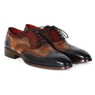 Paul Parkman Handmade Designer Shoes Handmade Men's Designer Shoes Three-Tone Wingtip Hand-Painted Oxfords (PM1030)-AmbrogioShoes